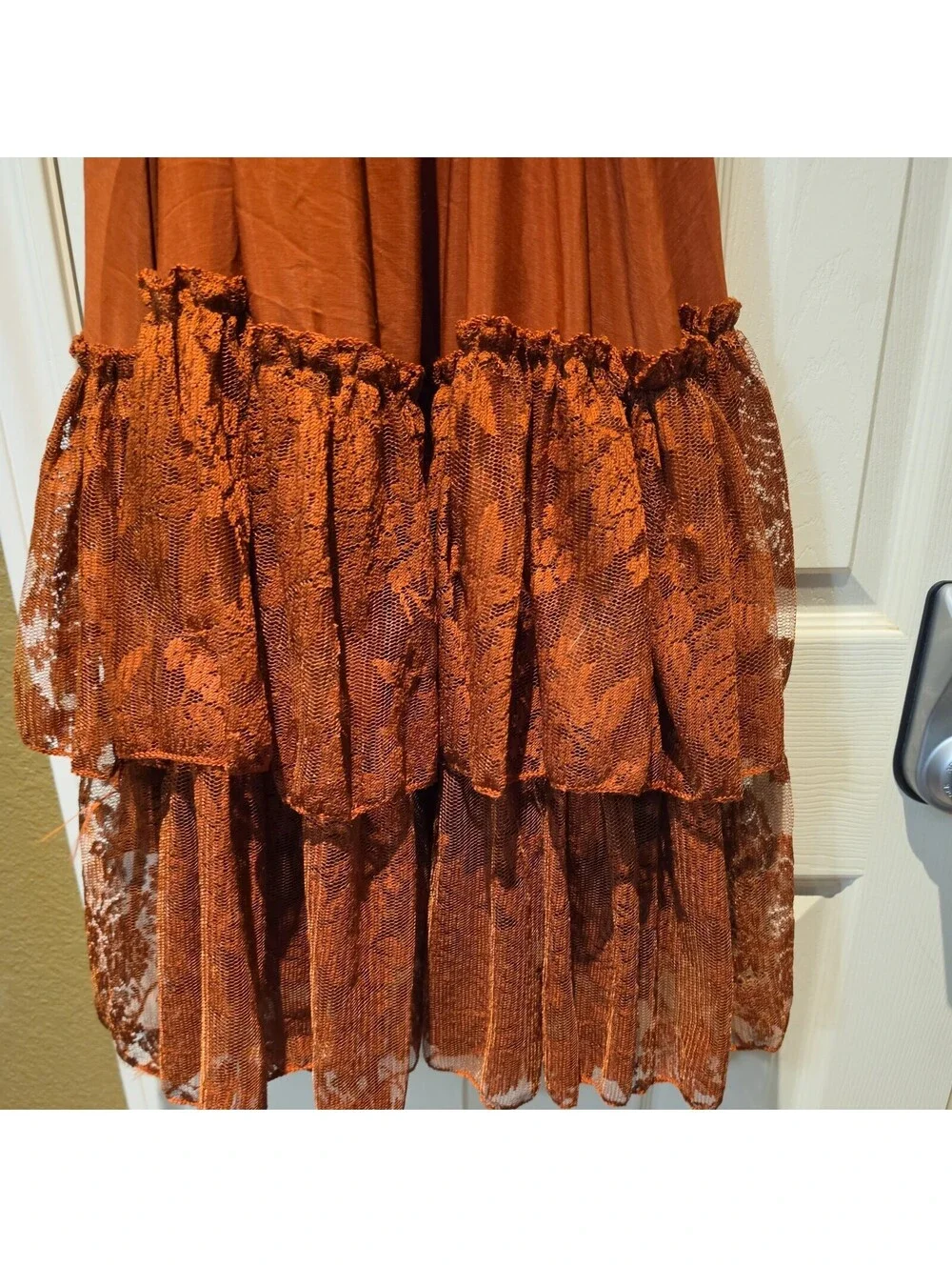 Joyfolie By Mia Joy 6 Girls Rust Colored Sleeveless Lace Tiered Maxi Dress